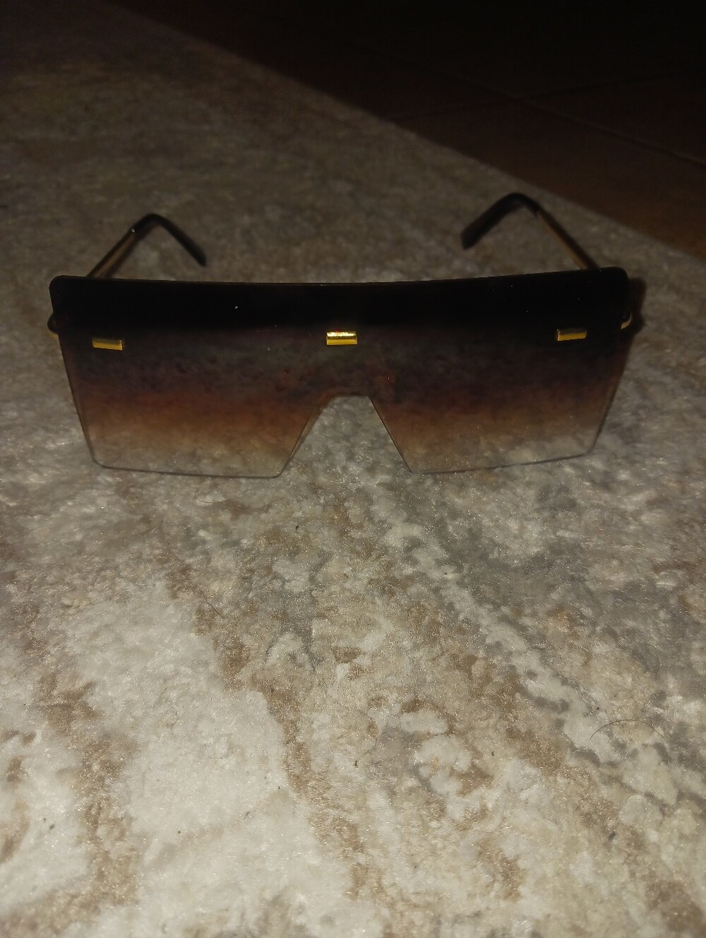 Shield Visor Sunglasses in Brown Gradient with Gold Accents